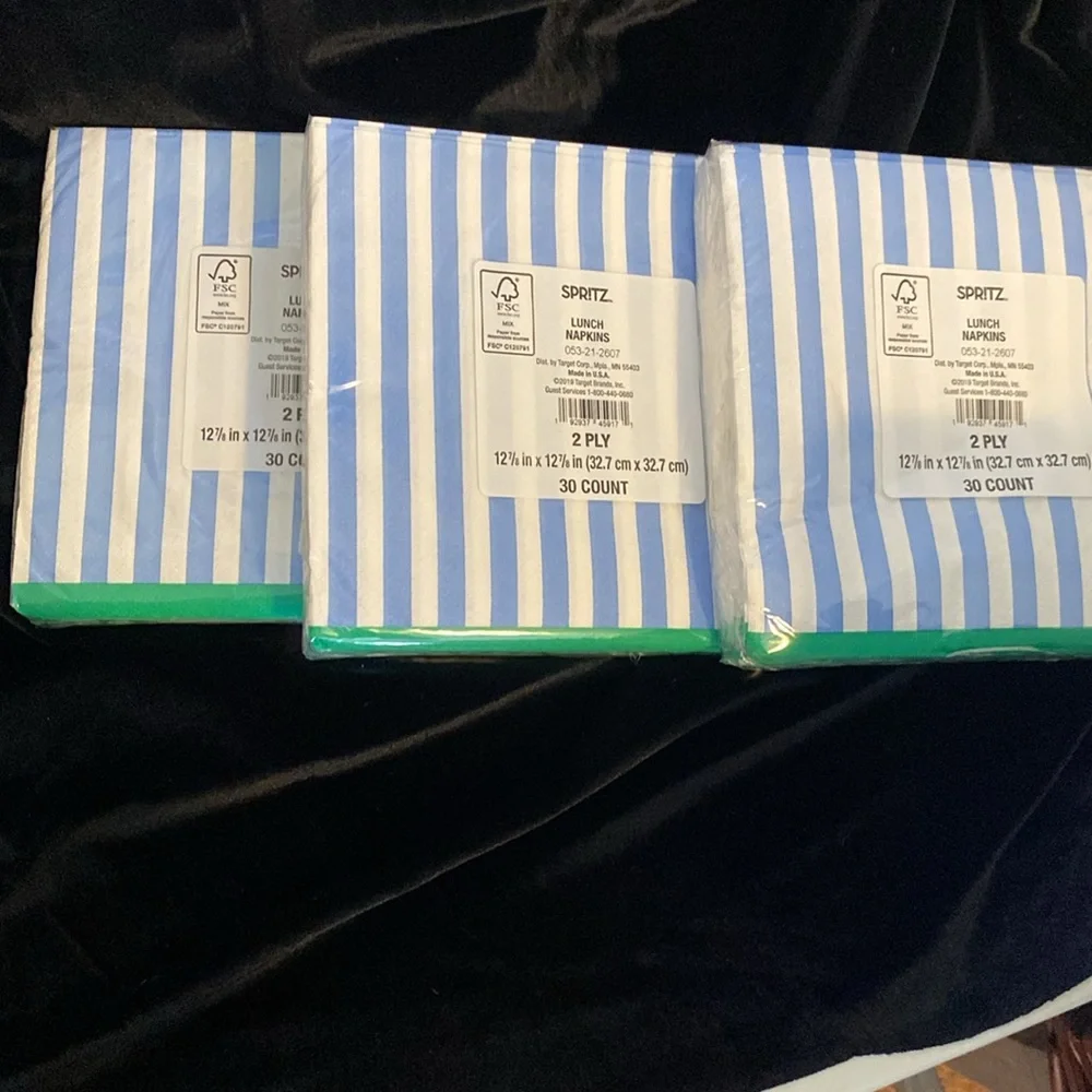 Spritz Striped Blue and White Napkins